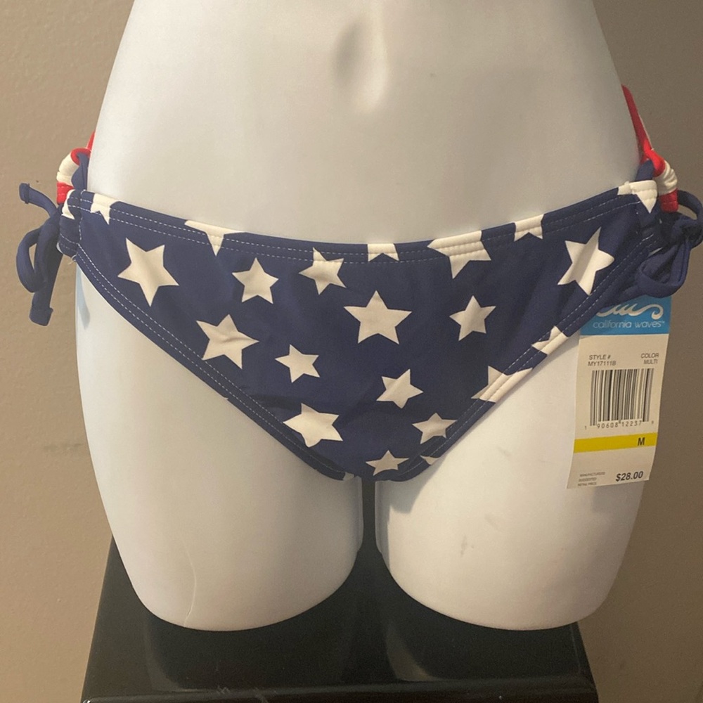 California Waves Stars and Stripes Bikini Bottoms Swimsuit Separates 4/25 medium